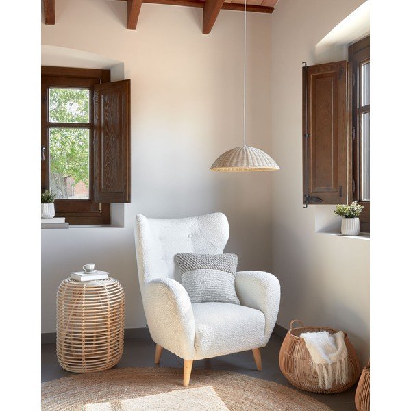 Bel fotelj iz tkanine bouclé Patio – Kave Home-image-1