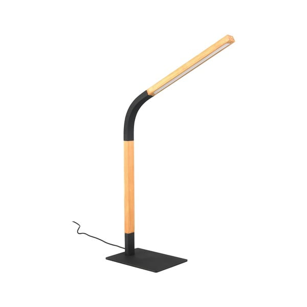 Črna/naravna LED zatemnitvena namizna svetilka z lesenim senčnikom (višina 73,5 cm) Norris – Trio-image-2