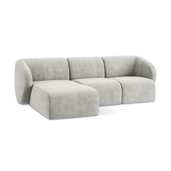 Svetlo siva kotna sedežna garnitura iz šenilje (levi kot/z ležalnikom) Lani – Makamii-image-4