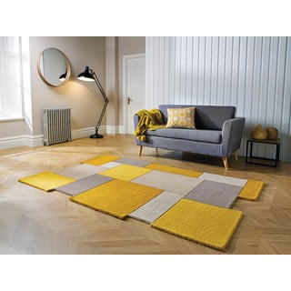 Rumeno-bež volnena preproga Flair Rugs Kolaž, 120 x 180 cm