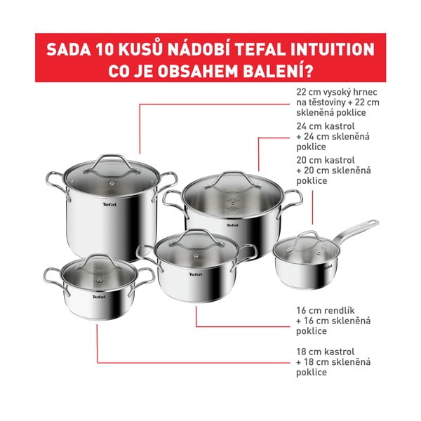 Komplet loncev iz nerjavečega jekla 10 ks Intuition – Tefal-image-2