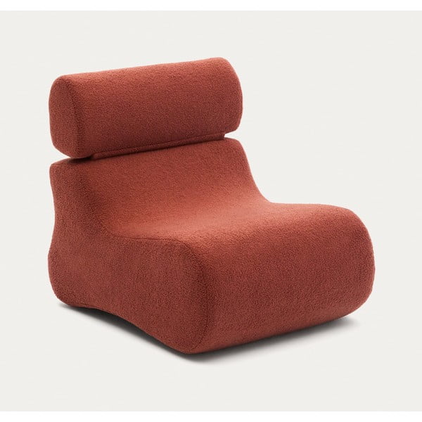 Fotelj iz tkanine bouclé v barvi terakote Club – Kave Home-image-3