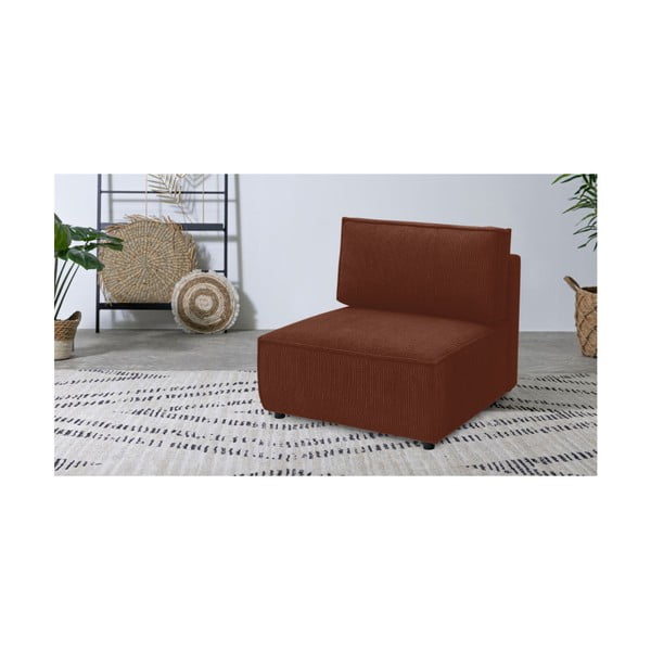 Opečnato oranžen modul za sedežno garnituro iz rebrastega žameta (sredinski modul) Nihad modular – Bobochic Paris-image-1