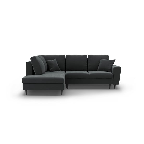 Temno siva žametna raztegljiva kotna sedežna garnitura s prostorom za shranjevanje (levi kot/v obliki črke L) Kyoto – Cosmopolitan Design
