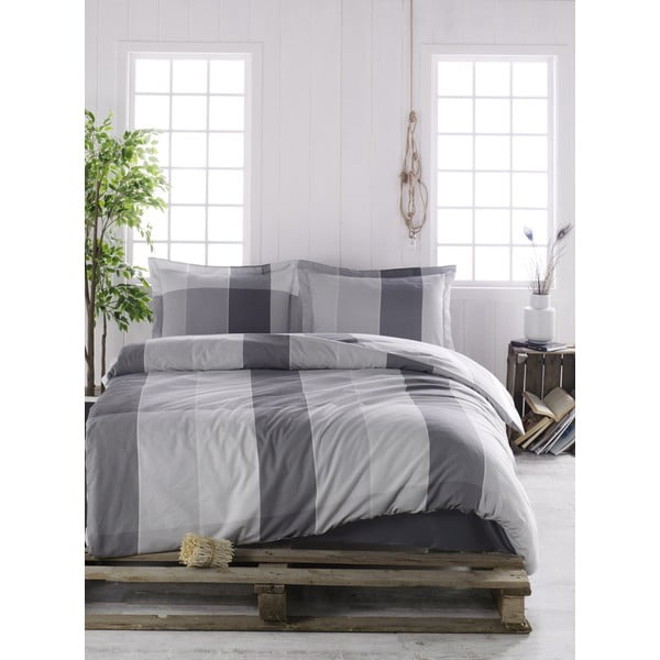 Siva bombažna posteljnina za zakonsko posteljo 200x200 cm Clark – Mijolnir
