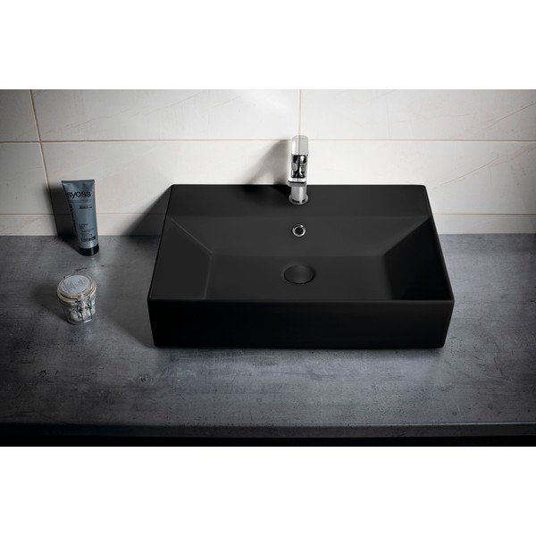 Črn keramičen umivalnik 60x42 cm Sistema – Sapho-image-1