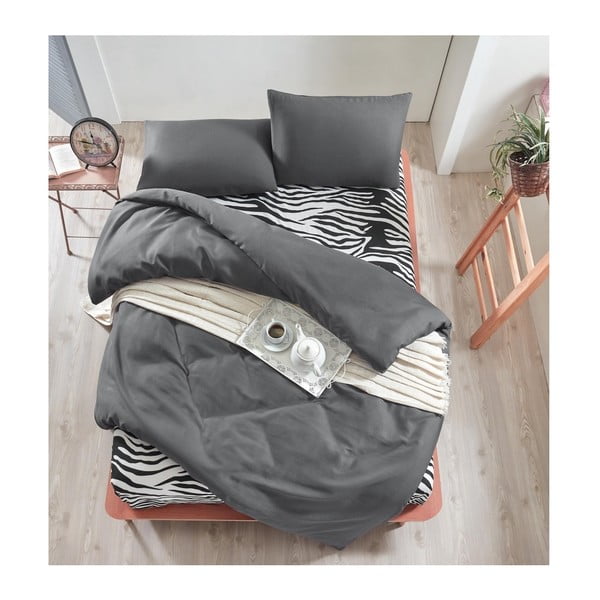 Temno siva posteljnina za zakonsko posteljo Permento Gris Duro, 200 x 220 cm