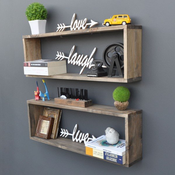 Komplet 2 lesenih polic Pravokotnik-image-4