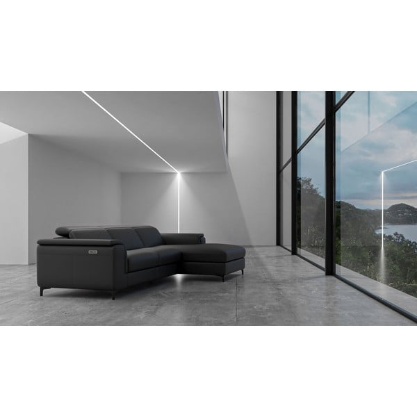 Temno siva usnjena kotna sedežna garnitura (z desnim kotom) Brito – MESONICA-image-1