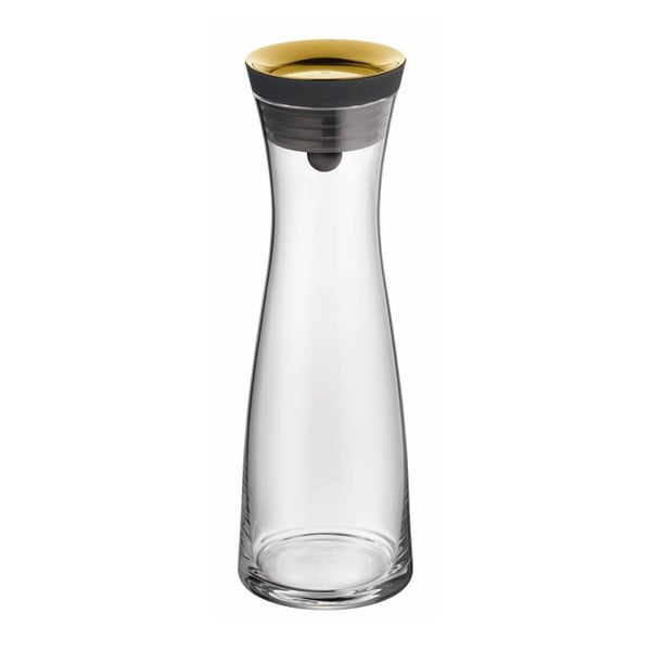 Steklena karafa za vodo s pokrovom v zlati barvi WMF Basic, 1 l