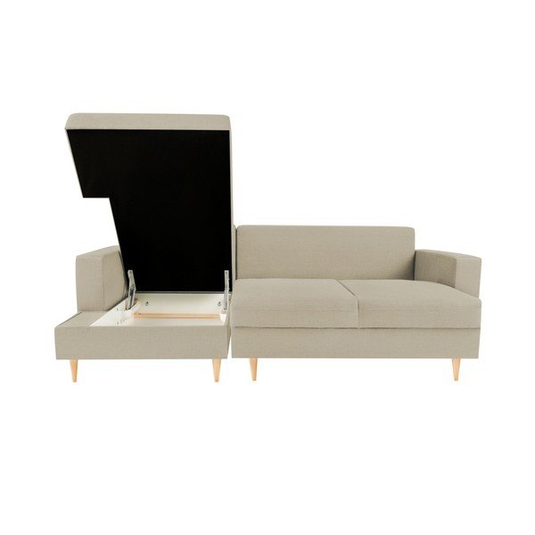 Bež kotna raztegljiva sedežna garnitura z ležalnikom na levi strani Mazzini Sofas Iris-image-1
