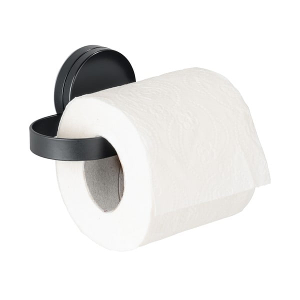 Črno držalo za toaletni papir Wenko Static-Loc® Pavia