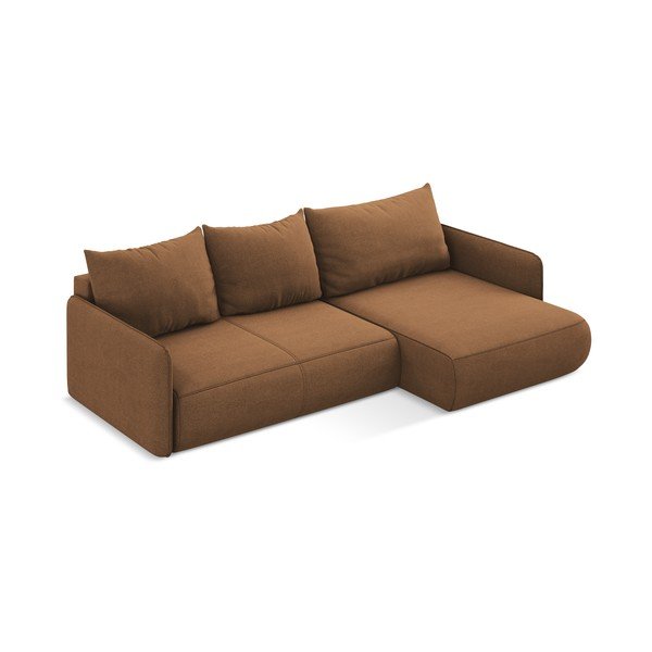 Oranžna raztegljiva/s prostorom za shranjevanje kotna sedežna garnitura (desni kot) Nanea – Makamii-image-4