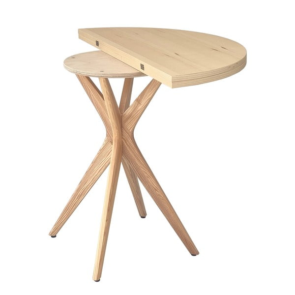 Okrogla raztegljiva jedilna miza z mizno ploščo v jesenovem dekorju 45x90 cm Jubi – Ragaba-image-2