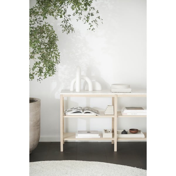 Bela konzolna mizica s ploščo iz kamnine  140x40 cm Orwel - Rowico-image-2