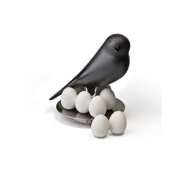 Črno stojalo z magneti Qualy Magnetic Egg Sparrow-image-1