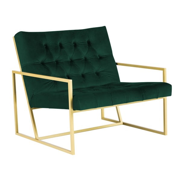 Zeleni fotelj z zlatim vzorcem Mazzini Sofas Bono