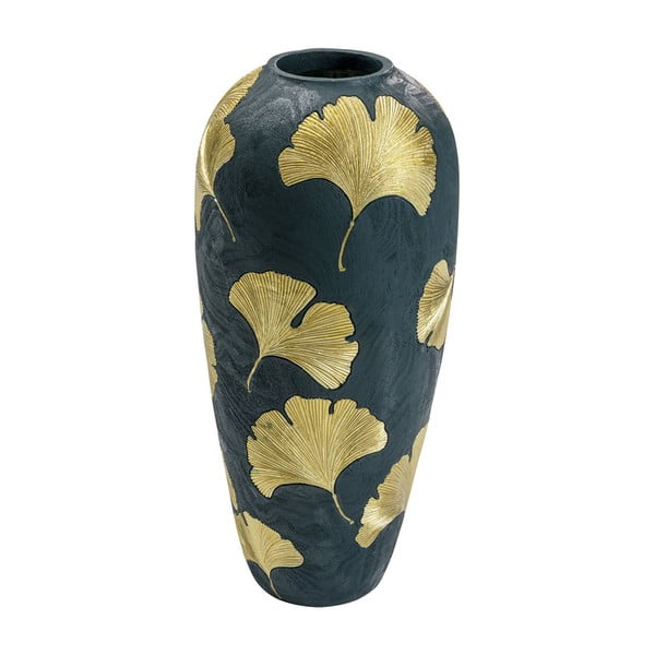 Temno zelena vaza z zlatimi listi Kare Design legance, višina 74 cm
