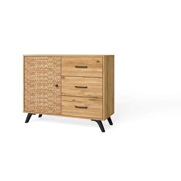 Nizka komoda v hrastovem dekorju v naravni barvi 92x81 cm Malaca – Marckeric-image-2