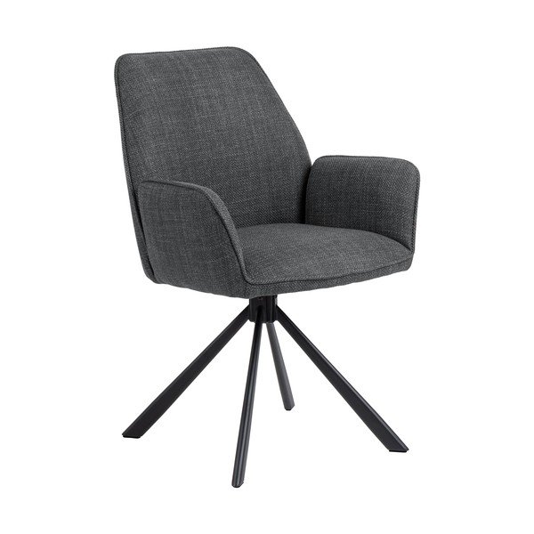 Temno sivi oblazinjeni jedilni stoli v kompletu z nasloni za roke 2 ks Glenda – Actona