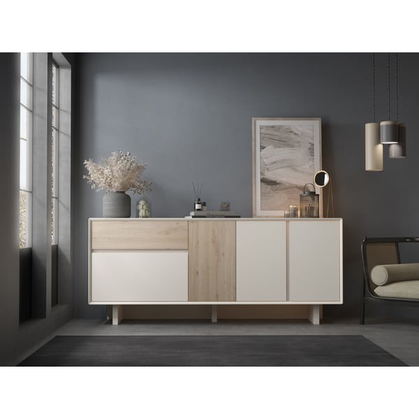 Bež/naravna komoda v hrastovem dekorju 180x76x45 cm Carpi – Marckeric-image-1