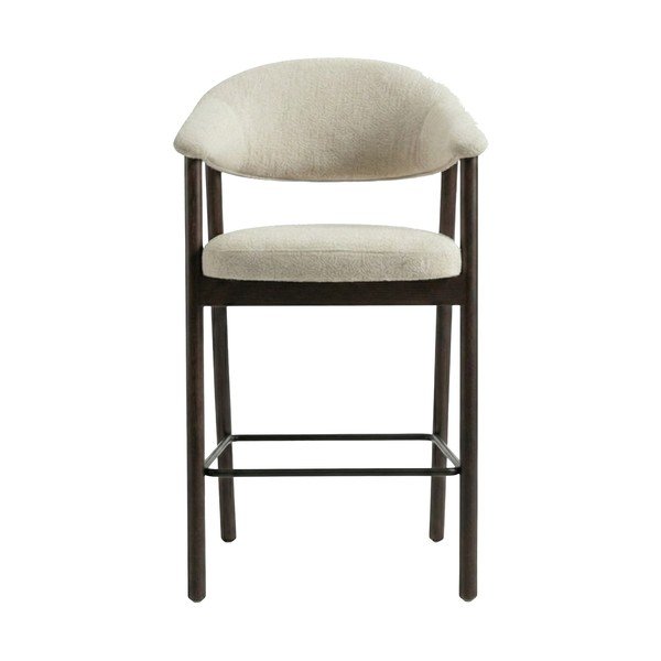 Rjavo-kremno bel oblazinjen barski stol z nasloni za roke (višina sedeža 67 cm) Elk – Unique Furniture-image-1