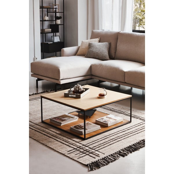 Mizica s hrastovo ploščo 80x80 cm Yona - Kave Home-image-2