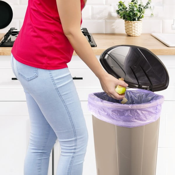 Rjav plastičen koš za smeti s pedalom 30 l – Orion-image-2