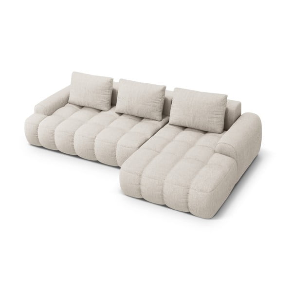 Bež raztegljiva/s prostorom za shranjevanje kotna sedežna garnitura (desni kot/z ležalnikom) Linz – Cosmopolitan Design-image-2