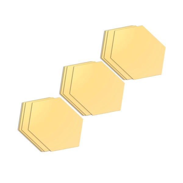 Komplet nalepk za steno 12 kosov 17x20 cm Hexagons Gold - Ambiance-image-2