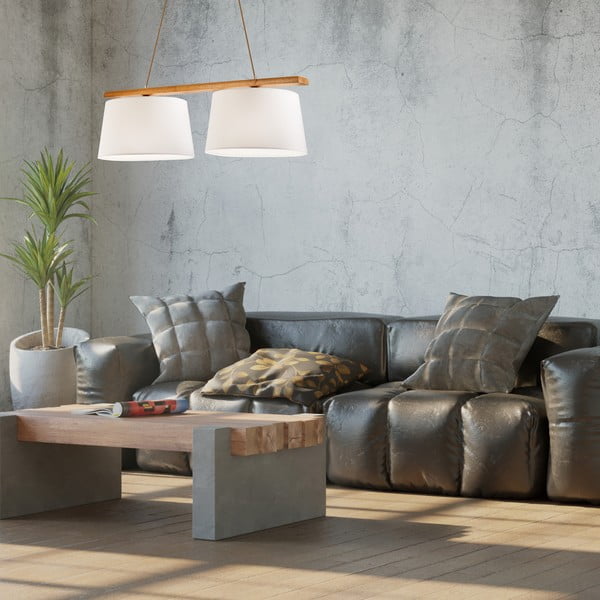 Rjava viseča svetilka s tekstilnim senčnikom ø 35 cm Aida – LAMKUR-image-3