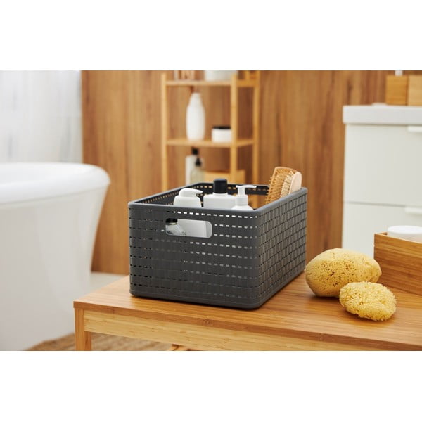 Temno siva košara za shranjevanje iz reciklirane plastike Country - Rotho-image-4