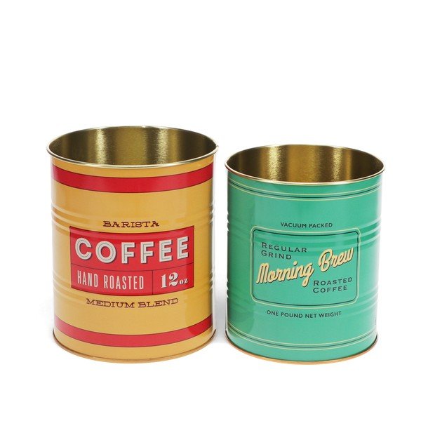 Dekorativne škatle za shranjevanje v kompletu 2 ks iz kositra ø 11x13 cm Vintage Coffee – Rex London