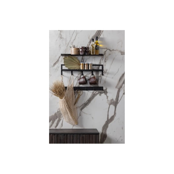 Črn kovinski stenski obešalnik s polico Quinn – WOOOD-image-1