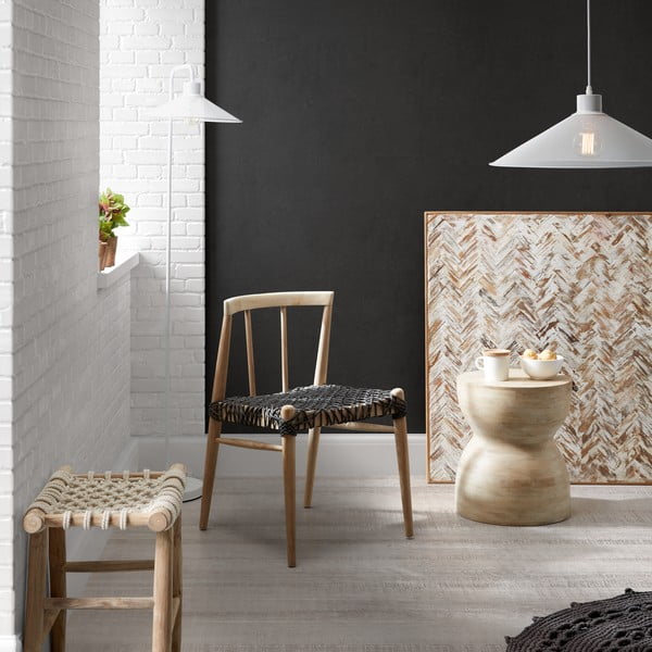 Stolček iz tikovine s sedežem iz bombažne vrvi Kave Home Eclipse-image-1