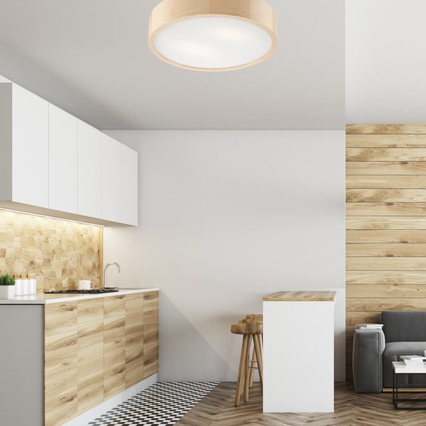 Svetlo rjava stropna svetilka s steklenim senčnikom ø 37 cm Eveline – LAMKUR-image-2