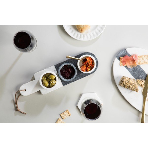 Komplet 3 belo-sivih marmornih servirnih skled Premier Housewares Marble-image-1
