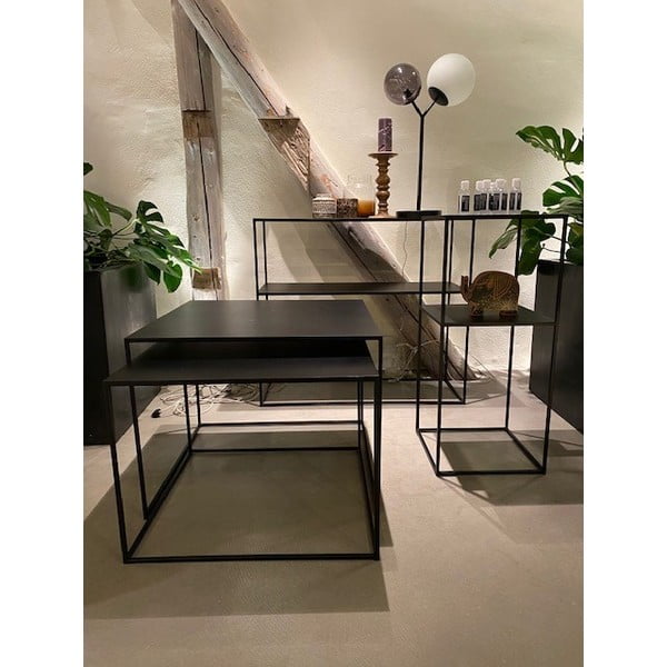 Črne kovinske mizice v kompletu 2 ks 65x65 cm Pebble – Unique Furniture-image-1