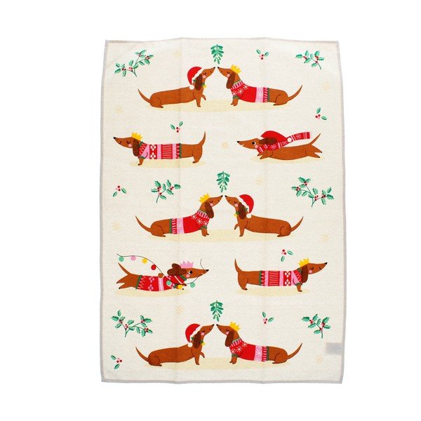 Bombažna kuhinjska krpa 70x50 cm Festive Sausage Dog – Rex London