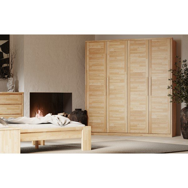 Garderobna omara iz masivnega hrasta v naravni barvi 105x220 cm Timo – Olivia Living-image-2