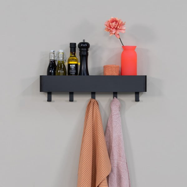 Črna jeklena stenska kopalniška polica Multi – Spinder Design-image-1