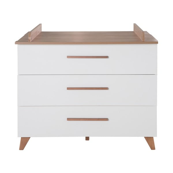 Bela/naravna nizka otroška komoda v hrastovem dekorju s previjalnim pultom 110x98 cm – Roba-image-2