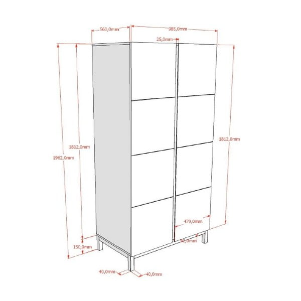 Bela otroška garderobna omara 99x196x58 cm Eva – Vipack-image-2