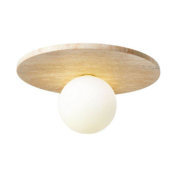 Bež lončena stropna svetilka s steklenim senčilom ø 12 cm Hilde – Opviq lights