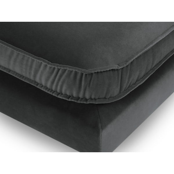 Temno siv žameten tabure s črnimi nogami Kooko Home Lento-image-3