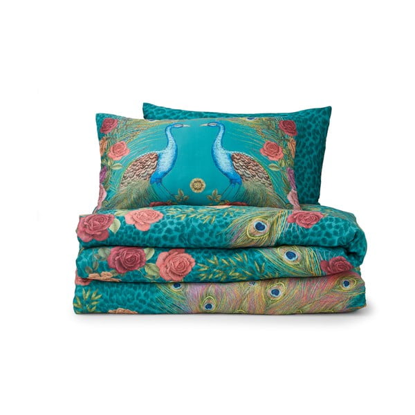 Zelenomodra enojna posteljnina iz bombažnega satena 135x200 cm Xanadu Peacock – Matthew Williamson