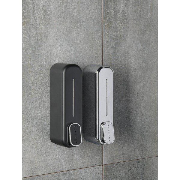 Plastičen stenski dozirnik za milo v sijajno srebrni barvi 350 ml Aqualine Mullet – Sapho-image-1