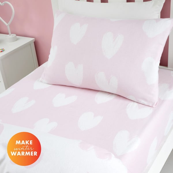 Enojna flanelna otroška rjuha 90x190 cm Hearts – Catherine Lansfield-image-3