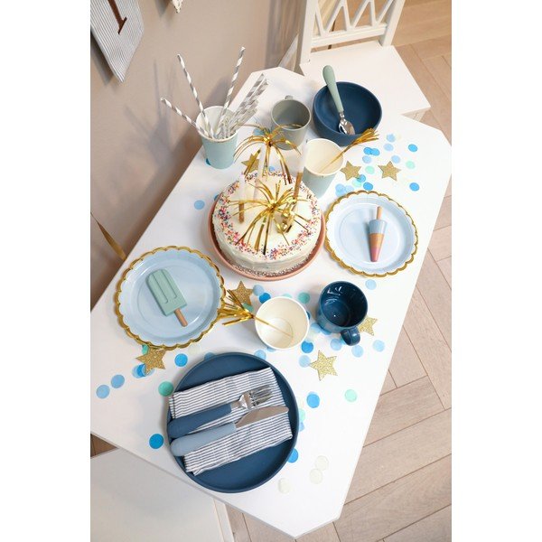 Zeleno-moder silikonski otroški jedilni pribor 3 ks Ocean Mix – Cam Cam Copenhagen-image-2