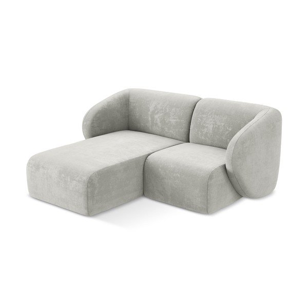 Svetlo siva kotna sedežna garnitura iz šenilje (levi kot/z ležalnikom) Lani – Makamii-image-2